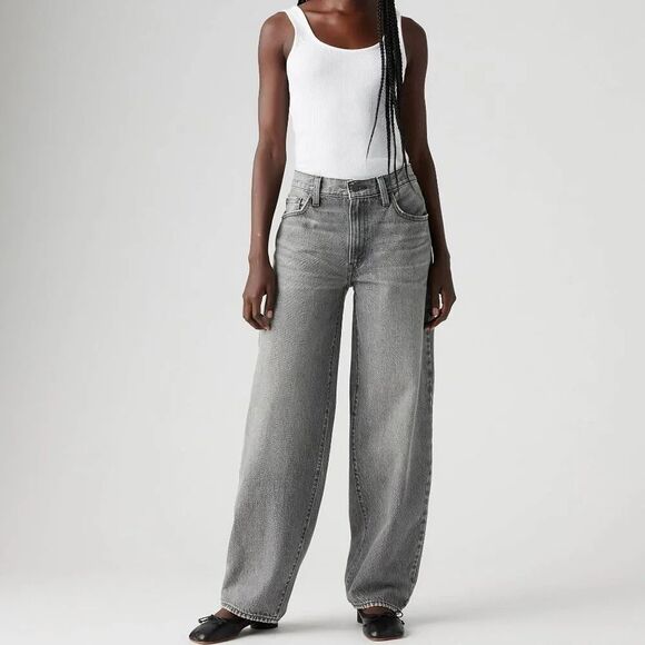 Levi's Denim - Levi’s Premium Baggy Dad Jeans In Chill At Home Black Grey 27 Relaxed Straight